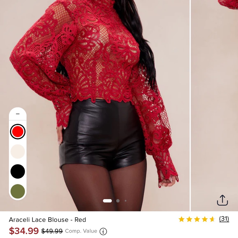 Fashion Nova Red Lace Blouse